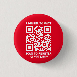 Bóton Redondo 2.54cm Registre-se para votar código QR digitalizável ver