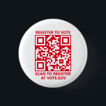 Bóton Redondo 2.54cm Registre-se para votar código QR digitalizável ver<br><div class="desc">Registre-se para votar código QR digitalizável personalizado e botão vermelho e branco de texto. Texto vermelho totalmente personalizável sobre fundo de cores editável em branco para que você possa personalizá-lo e torná-lo exclusivo. Com código QR personalizável e verificável.</div>