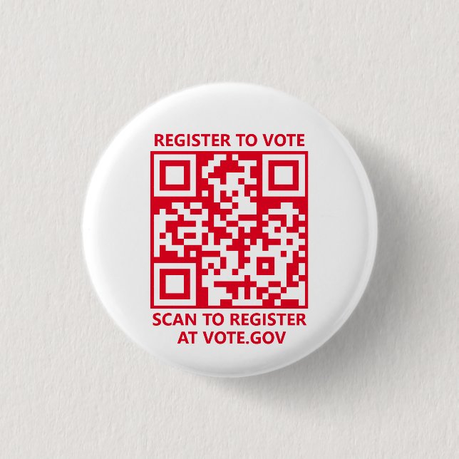 Bóton Redondo 2.54cm Registre-se para votar código QR digitalizável ver (Frente)