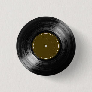 Bóton Redondo 2.54cm registro de vinilo preto