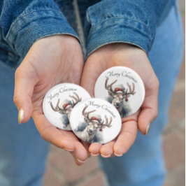 Bóton Redondo 2.54cm Reindeer de Natal, personalizável