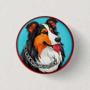 Bóton Redondo 2.54cm Retrato de Cachorro Estilo Artístico Ornamentado