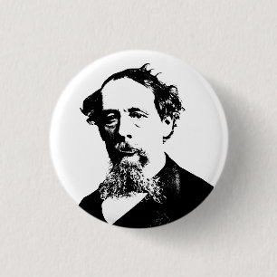 Bóton Redondo 2.54cm Retrato de Charles Dickens
