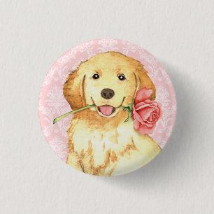 Bóton Redondo 2.54cm Retriever Ouro Rosa namorados