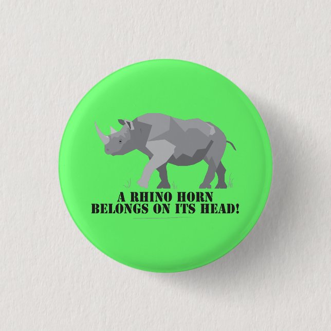Bóton Redondo 2.54cm Rhino Poaching Conservation Message (Frente)