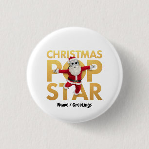 Bóton Redondo 2.54cm Robô Papai Noel Estrela do Pop de Natal Gráfico