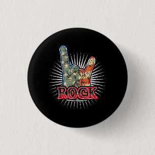 Bóton Redondo 2.54cm Rock EUA Vintage - Cartaz de Concerto de Banda 70s