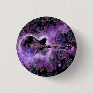 Bóton Redondo 2.54cm Rock N Roll Guitar Button Rock