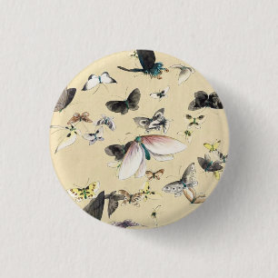 Bóton Redondo 2.54cm Rolo japonês legal da borboleta do ukiyo-e do