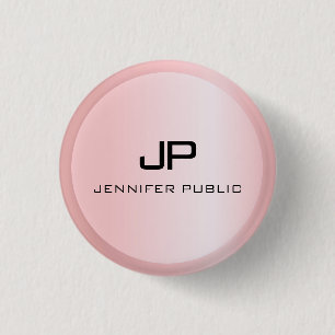 Bóton Redondo 2.54cm Rosa Dourado Monograma Modelo Elegante Moderno