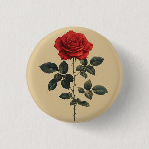 Bóton Redondo 2.54cm Rosa vermelha