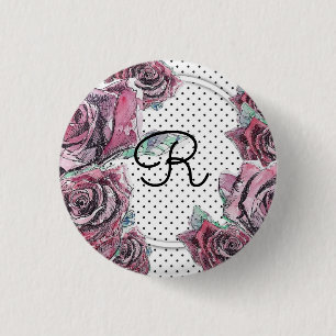 Bóton Redondo 2.54cm Rosa vermelha D'Água Ponto Mulheres Crachá Inici