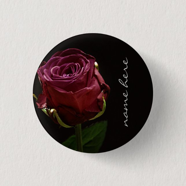 Bóton Redondo 2.54cm Rosa vermelha personalizada (Frente)