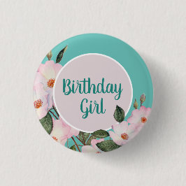 Bóton Redondo 2.54cm Rosas Rosa-Vidro Ballerina Pintura Botânica