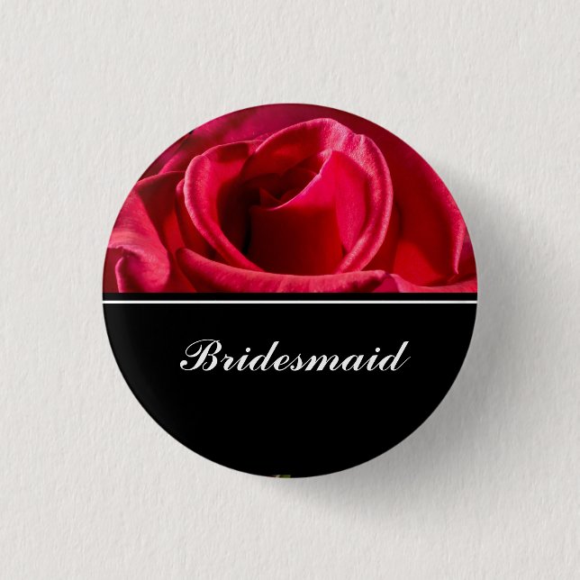 Bóton Redondo 2.54cm Rosas vermelhas de Casamento de Bridesmaid (Frente)