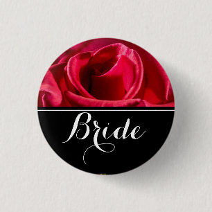 Bóton Redondo 2.54cm Rosas vermelhas Noivas de Casamento