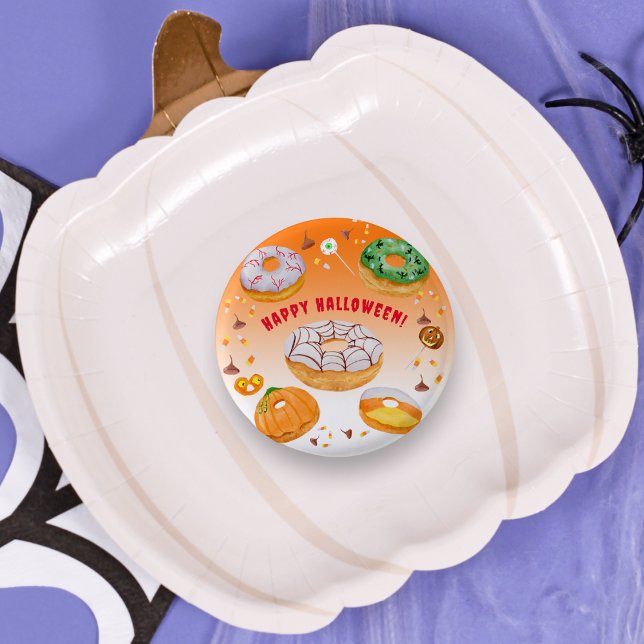 Bóton Redondo 2.54cm Rosquinha de aquarela doce de Halloween (Criador carregado)