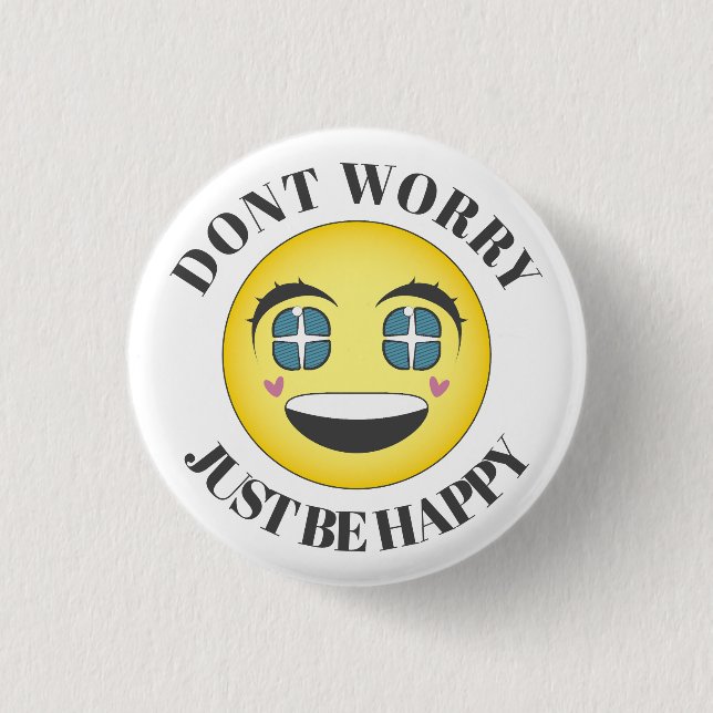 Bóton Redondo 2.54cm Rosto animado feliz (Frente)