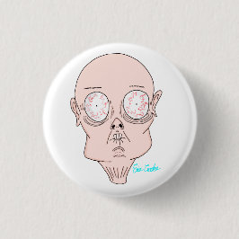 Bóton Redondo 2.54cm Rosto de desenho animado assustado e engraçado