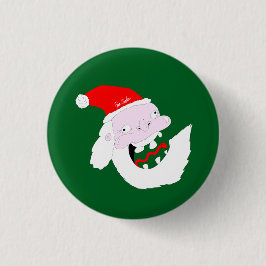 Bóton Redondo 2.54cm Rosto de desenho animado bobo do Papai Noel