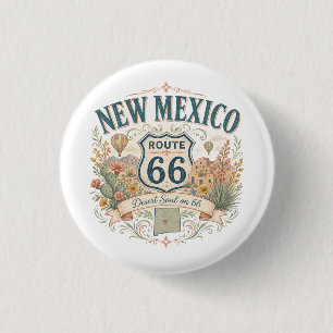 Bóton Redondo 2.54cm Rota 66 do Novo México Pinback Desert Soul