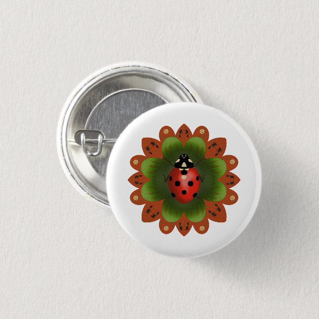 Bóton Redondo 2.54cm Round Ladybug (Frente & Verso)