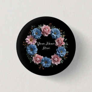 Bóton Redondo 2.54cm Rua Personalizada das Flores Vermelhas e Azuis Dus