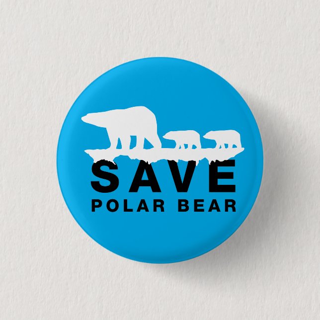 Bóton Redondo 2.54cm Salvar Urso Polar (Frente)