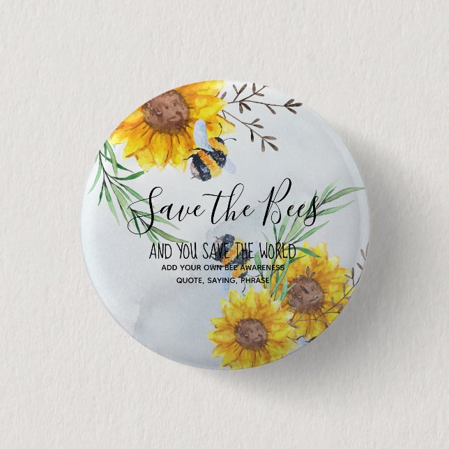 Bóton Redondo 2.54cm Salve As Abelhas E Você Salva O Mundo Personalizad (Frente)