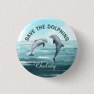 Bóton Redondo 2.54cm SALVE OS DOLFINS, Aquecendo Seu Nome