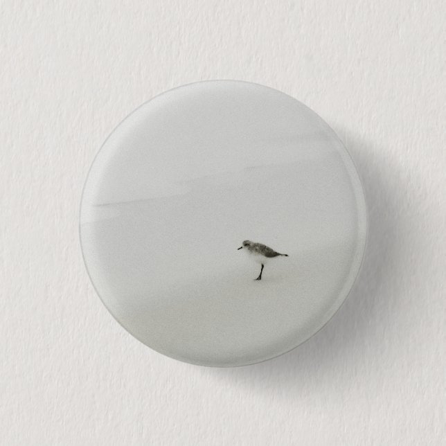 Bóton Redondo 2.54cm Sandpiper costeiro na praia (Frente)