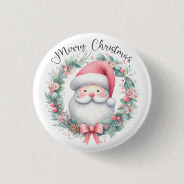 Bóton Redondo 2.54cm Santa Claus Merry Christmas Button