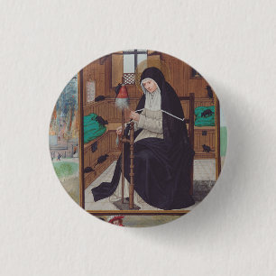 Bóton Redondo 2.54cm Santa Gertrudes de Helfta por Simon Bening