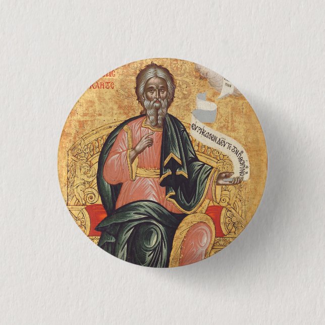 Bóton Redondo 2.54cm Santo Andrew o ícone ortodoxo do postle (Frente)