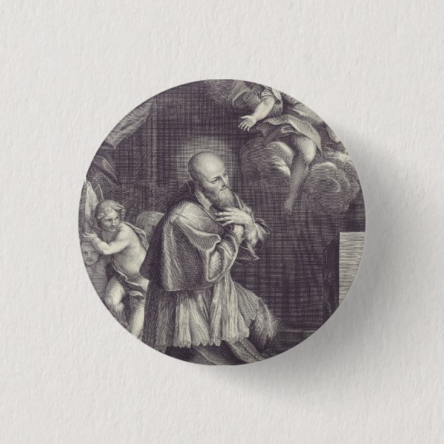 Bóton Redondo 2.54cm Santo Francis de Sales Doctor of the Church (Frente)