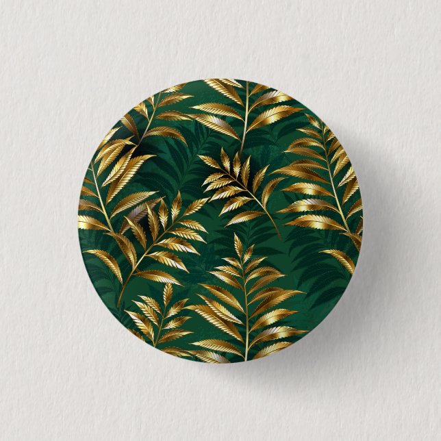 Bóton Redondo 2.54cm Seamless pattern with golden ferns (Frente)