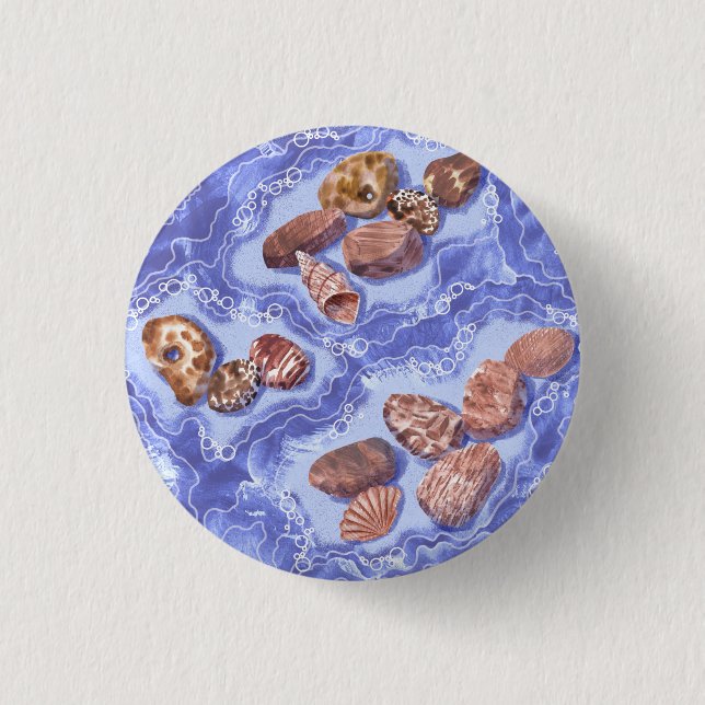 Bóton Redondo 2.54cm Sede, ondas, seixos (Frente)
