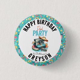 Bóton Redondo 2.54cm Segundo aniversário da Piscina de Verão