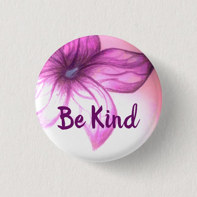 Bóton Redondo 2.54cm Seja Bonito Botão Flor (Frente)