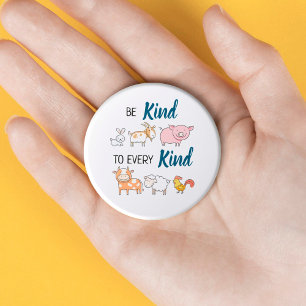 Bóton Redondo 2.54cm Seja gentil com todos os bonitos animais vegan
