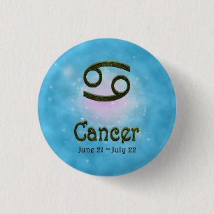 Bóton Redondo 2.54cm Selecionar Cancer de Cor Símbolo Astrológico Zodia