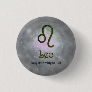 Bóton Redondo 2.54cm Selecionar Cor Leo Zodiac - Sinal Astrológico