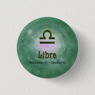 Bóton Redondo 2.54cm Selecionar Cor Libra Símbolo Astrológico Zodiac
