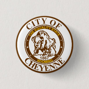 Bóton Redondo 2.54cm Selo de Cheyenne, Wyoming