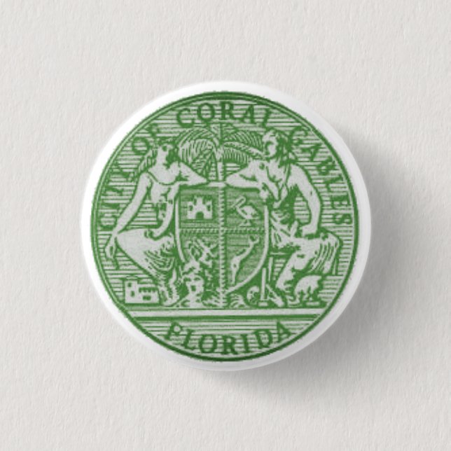 Bóton Redondo 2.54cm Selo de Coral Gables, Flórida (Frente)