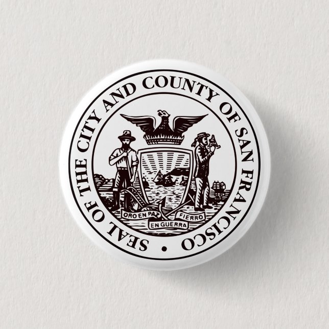Bóton Redondo 2.54cm Selo de São Francisco, CA (Frente)