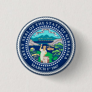 Bóton Redondo 2.54cm Selo Estatal de Nebraska
