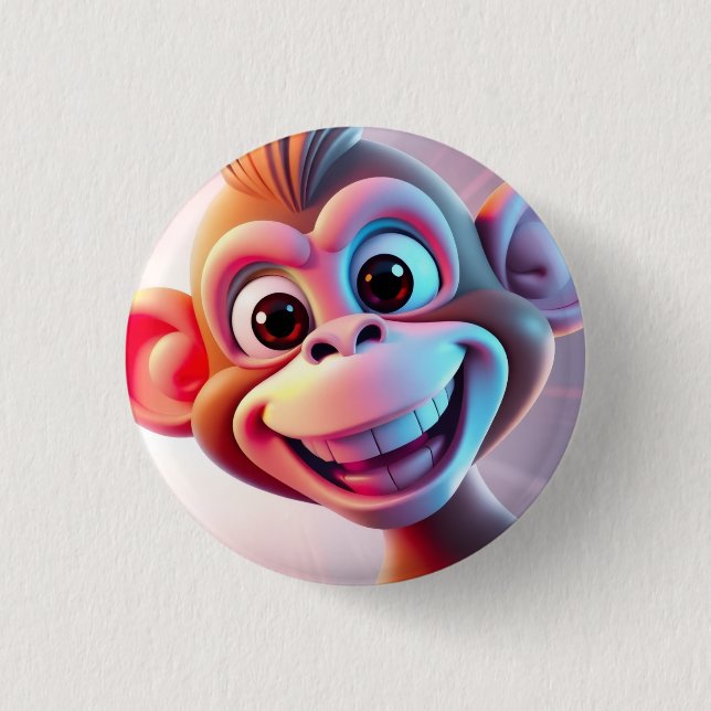 Bóton Redondo 2.54cm Selva de Macaco Feliz (Frente)