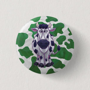 Bóton Redondo 2.54cm Selvagem mim impressão verde e branco da vaca