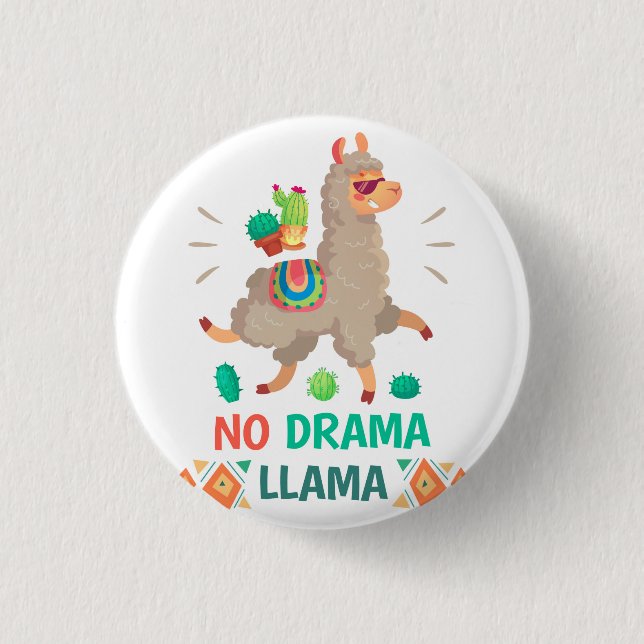 Bóton Redondo 2.54cm Sem Drama Llama (Frente)